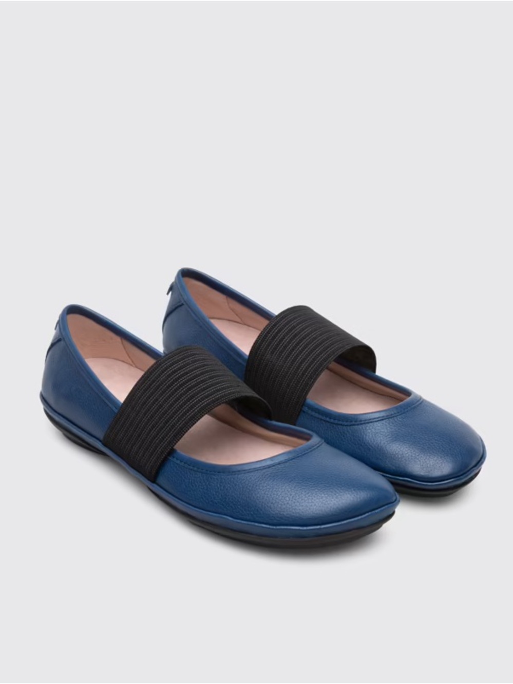 Women's Blue Ballet Flats with Black Elastic Strap